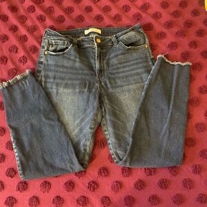 KanCan Distressed Ankle Jeans in Dark Blue
